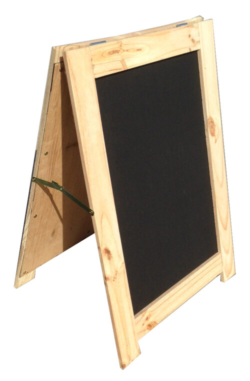 Double sided A-frame with blackboard