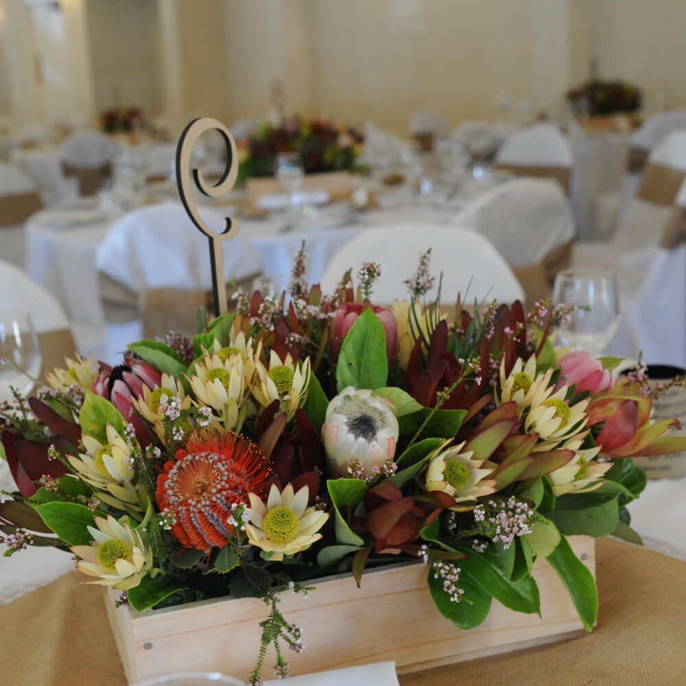 Native flower wedding table centrepiece