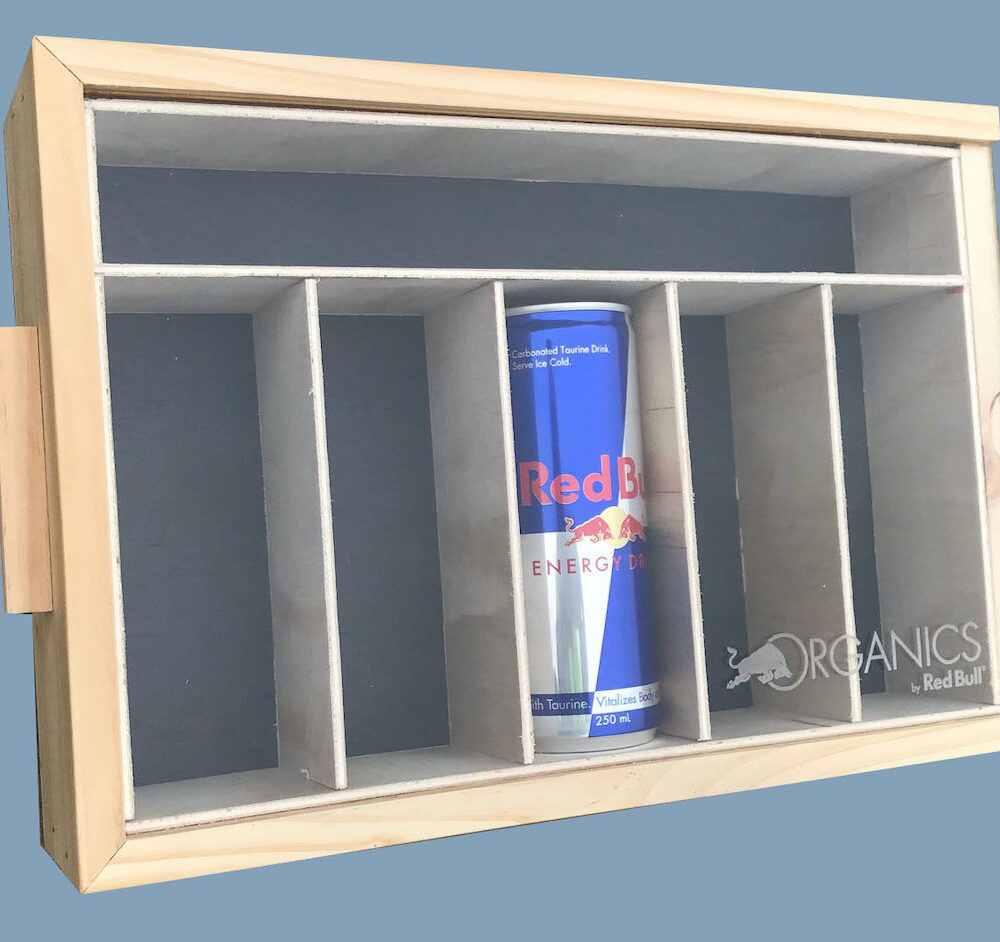 Red Bull promotion using divided section hamper