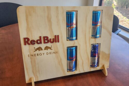 Red Bull four can wooden display concept